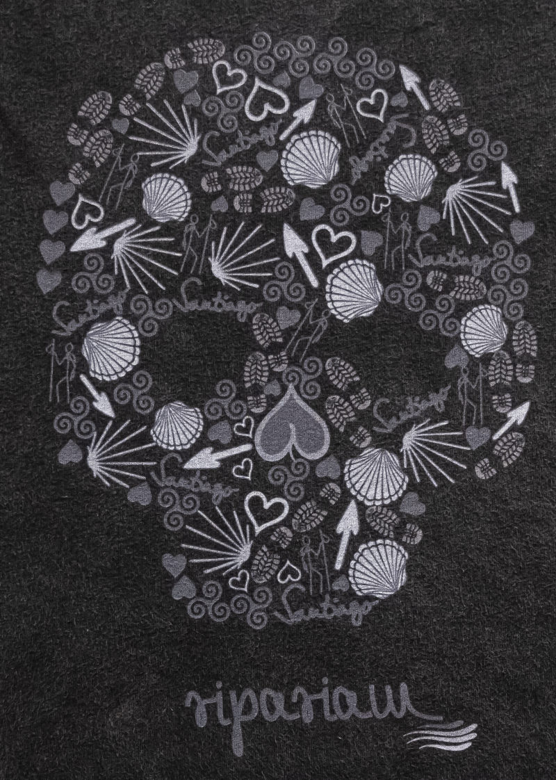 Ripariam <span></span> Camiseta estampada Unisex<b> Negro Lavado Calavera Camino </b> - Imagen 3